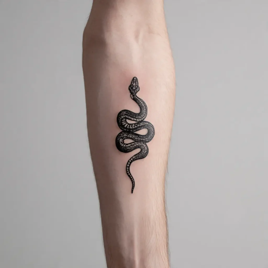 Blackwork Snake tatto on forearm