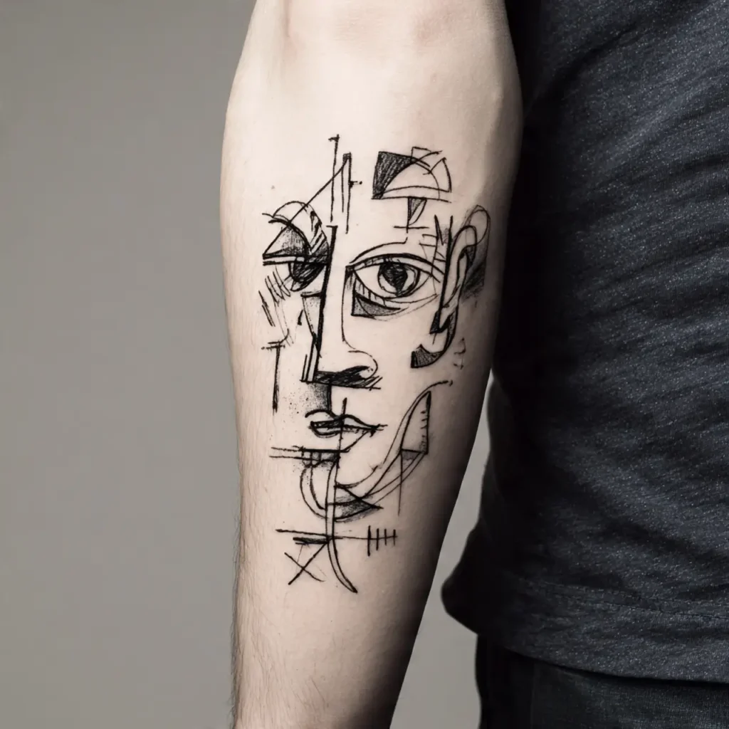 Abstract Line Face Tattoo