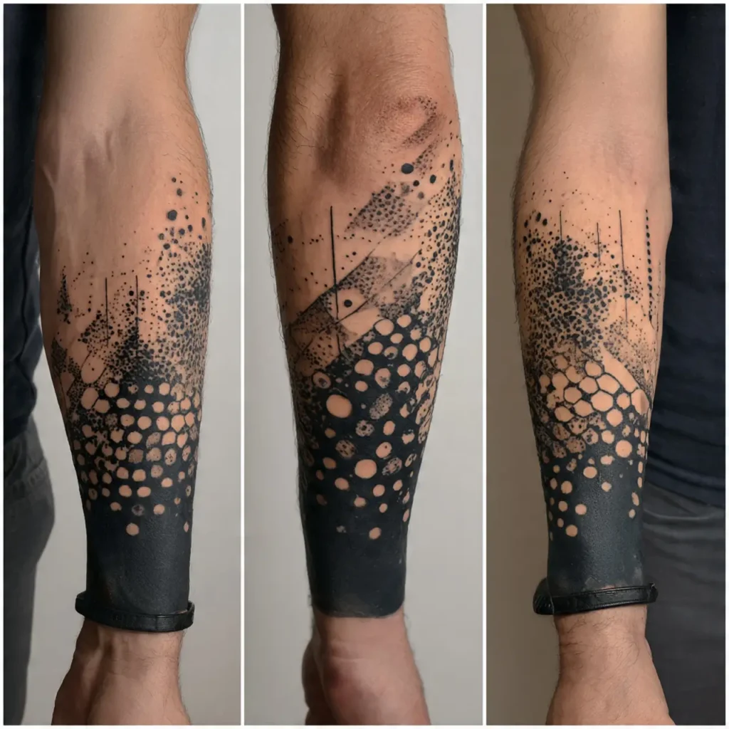 Abstract Dotwork Gradient Sleeve Tattoo
