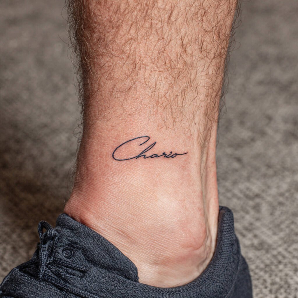 micro script tattoo
