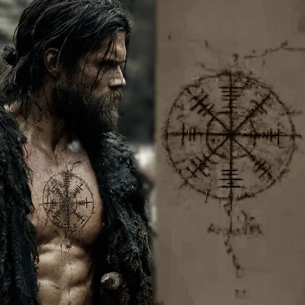 Norse Rune Compass tattoo on chest