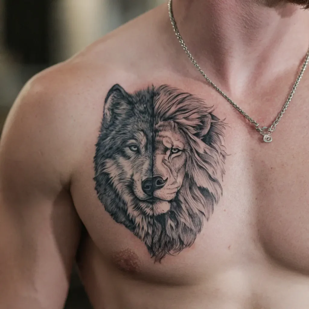 Split Animal Duality Tattoo