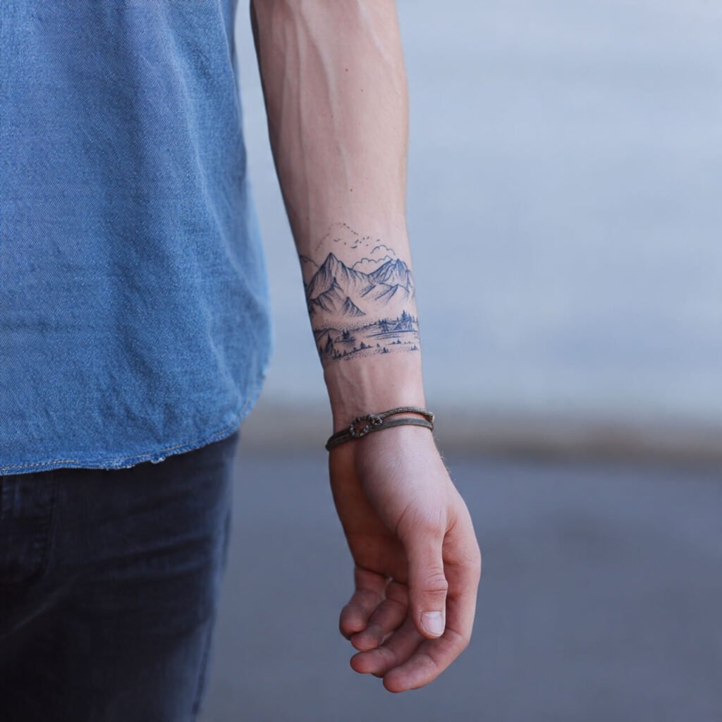 Stippled Mountain Range tattoo