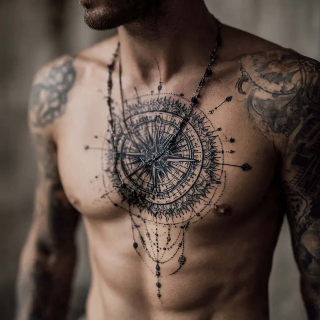 Dotwork Compass Tattoo design