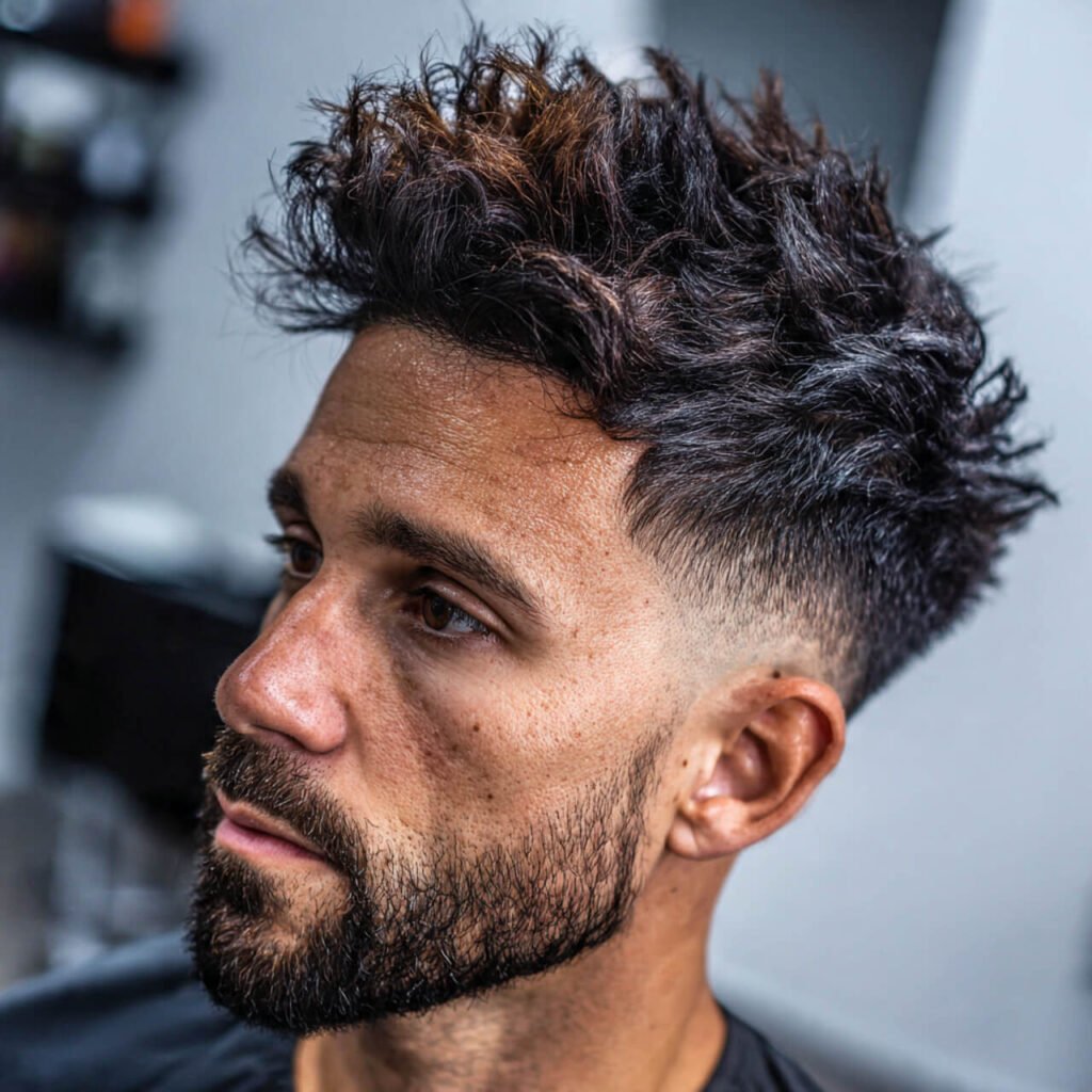 High Fade + Beard Fade style