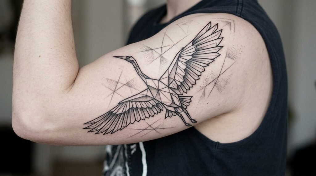 Geometric Crane Bird Built