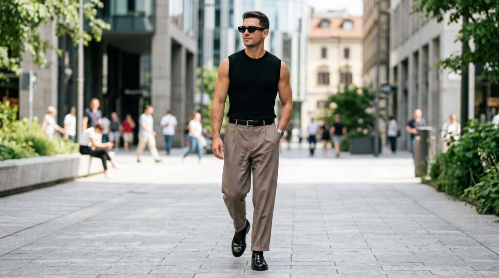 Modern sleeveless tailoring