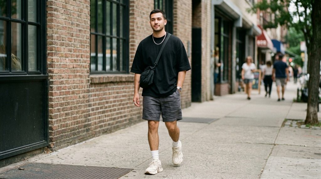 Black oversized tee fit