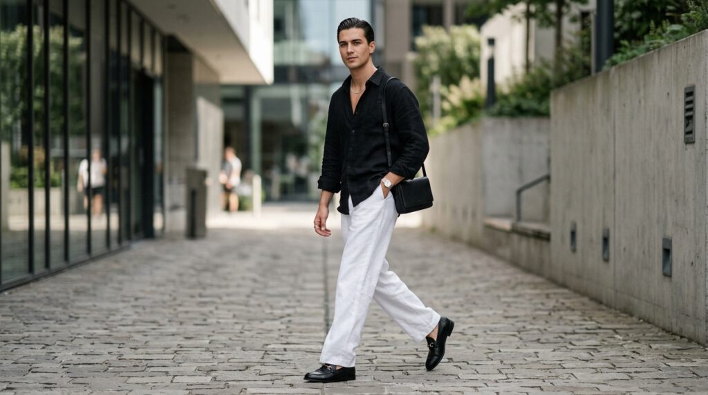 Black and white linen fit