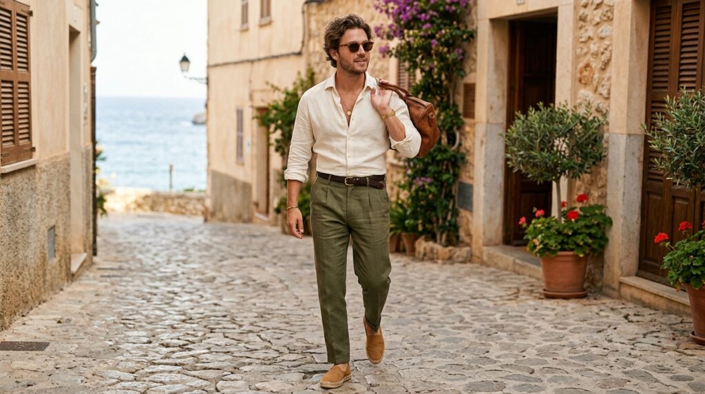 Cream linen outfit