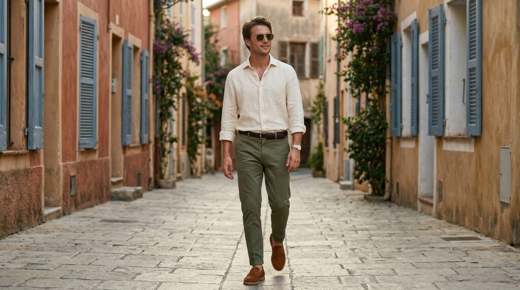 Olive chino loafers