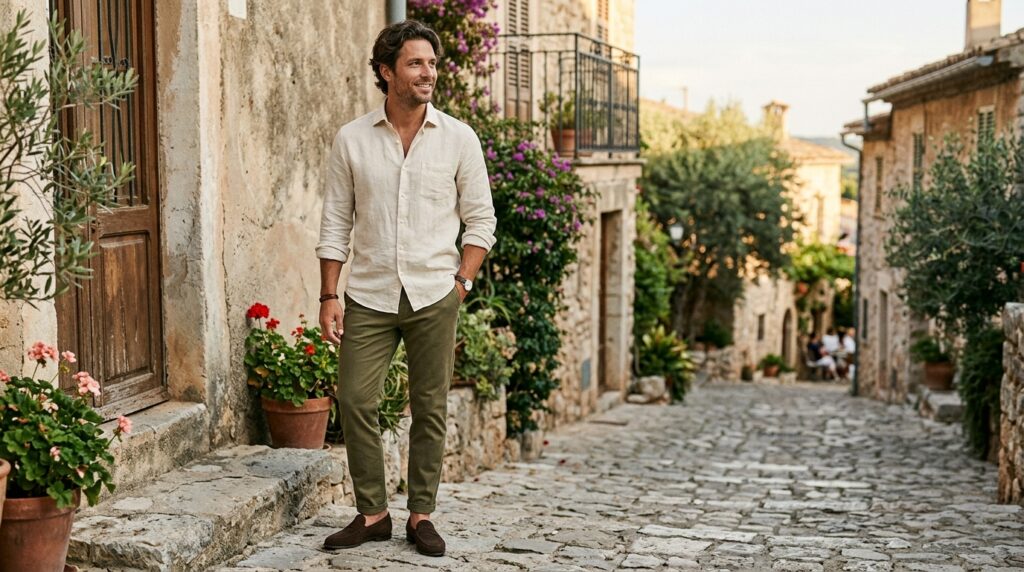 olive chino loafers
