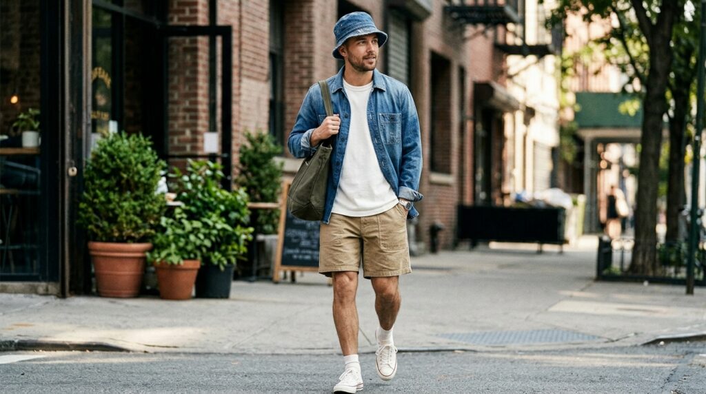Denim Bucket Hat Outfit Men
