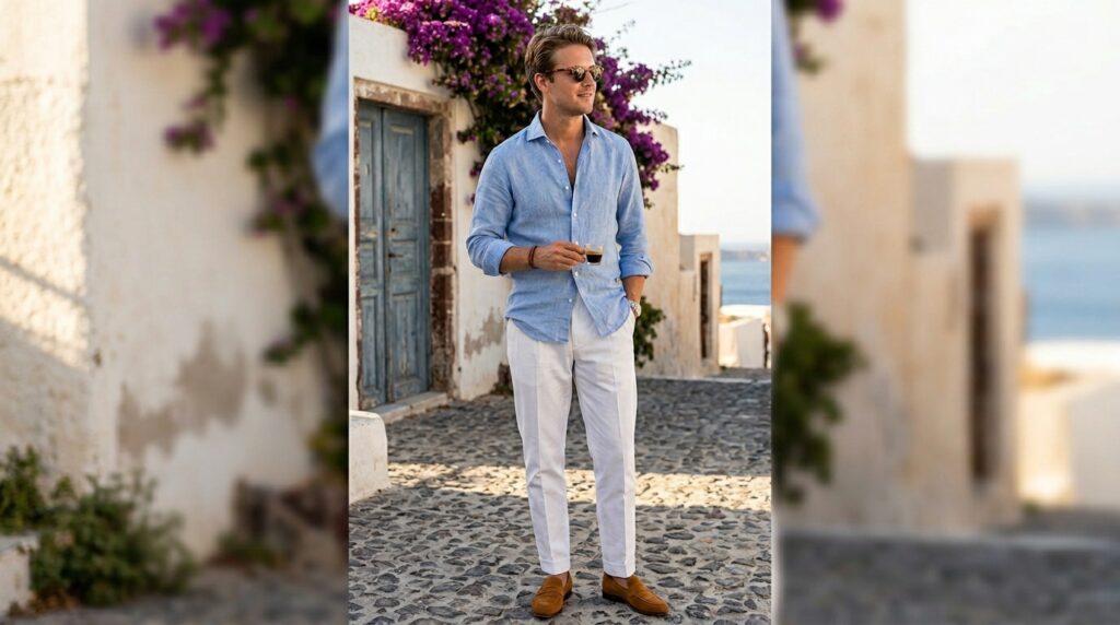 Light Blue Linen Look