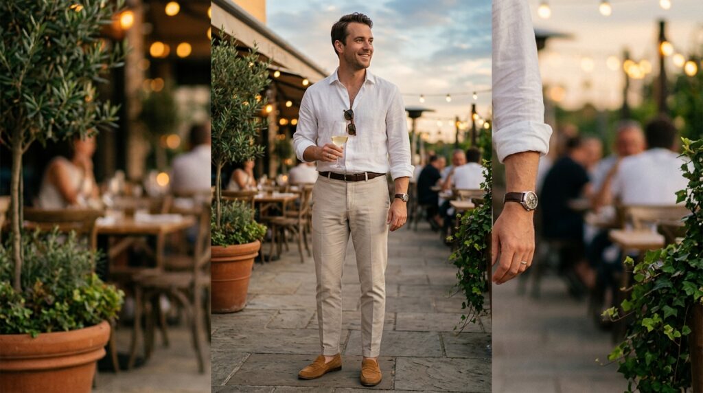 Cream Linen Date Look