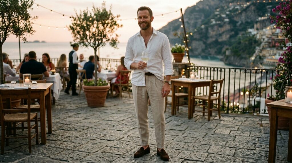 Summer linen dinner outfit