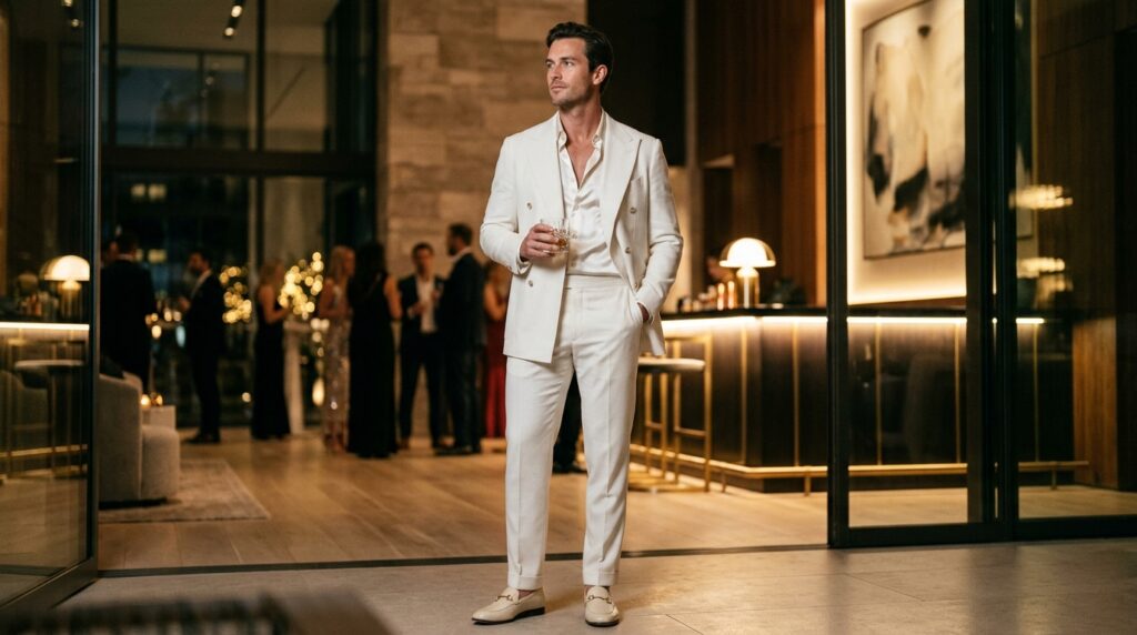 Modern white party tailoring