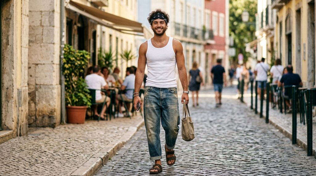 Men bandana headband look