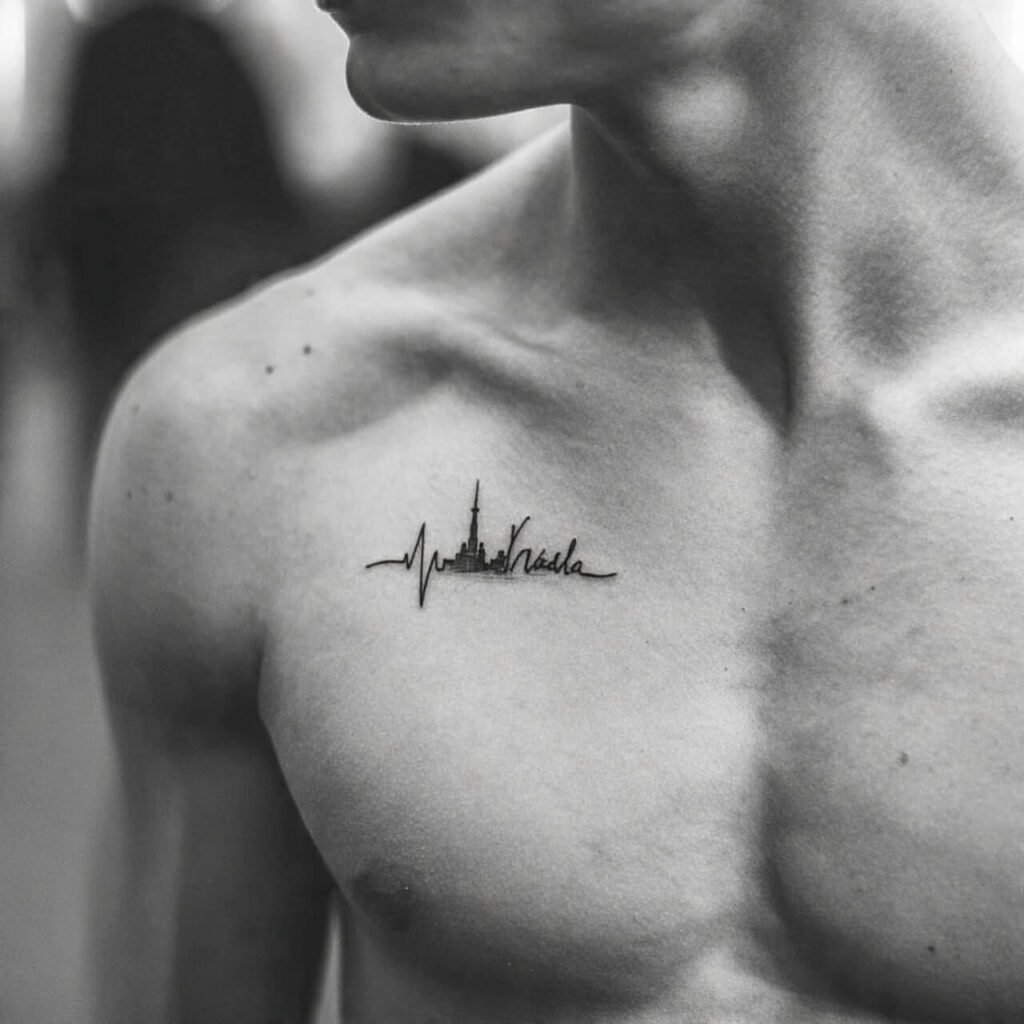 Abstract Line Heartbeat tattoo