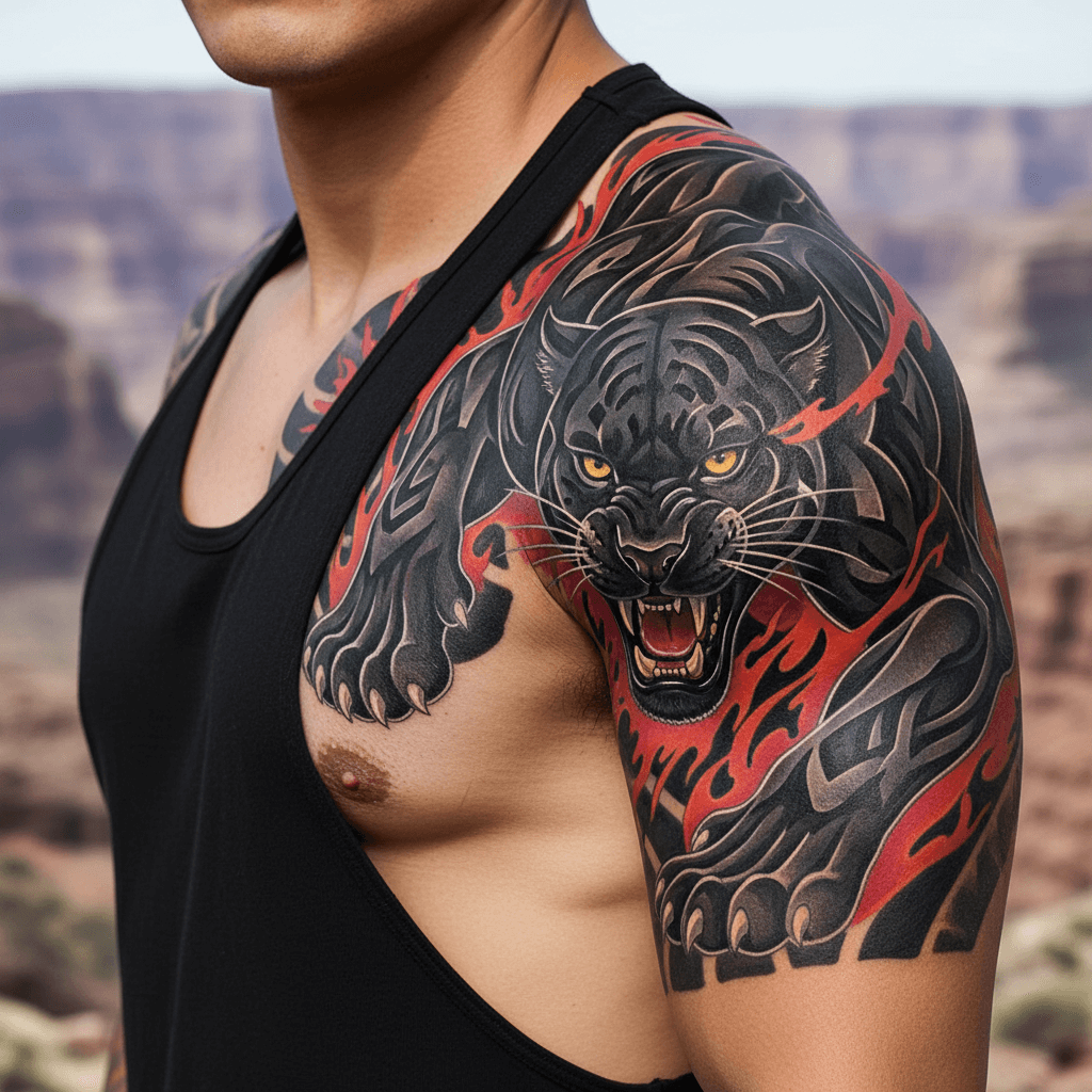 Tiger on the Shoulder Tattoo