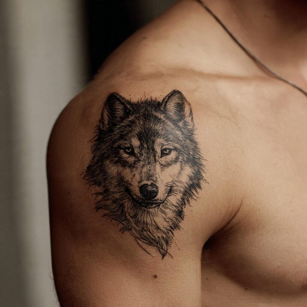 Wolf in Profile tattoo