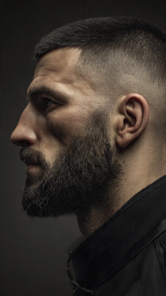 High Fade with Sculpted Chin Strap