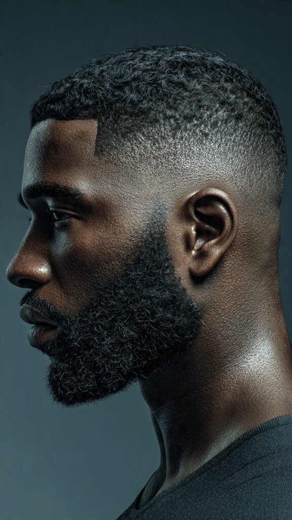 Burst Fade with Curved Beard Lines