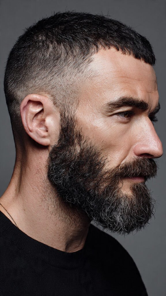 Temple Fade with Full Beard