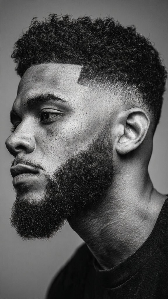 Afro Fade with Shaped Beard