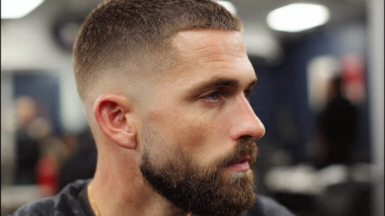  Low Buzz Cut With Beard Blend