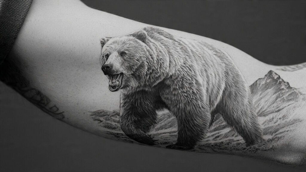 Bear Tattoo Half Sleeve