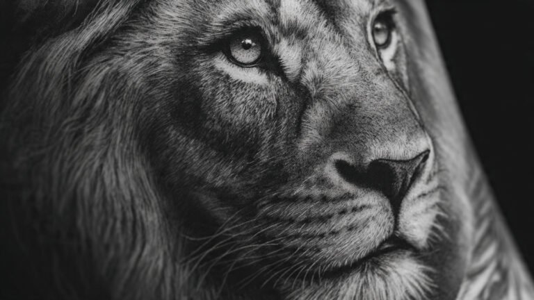 Black and Grey Lion Half Sleeve
