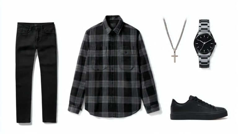 Black and Grey Monochrome Flannel Outfit