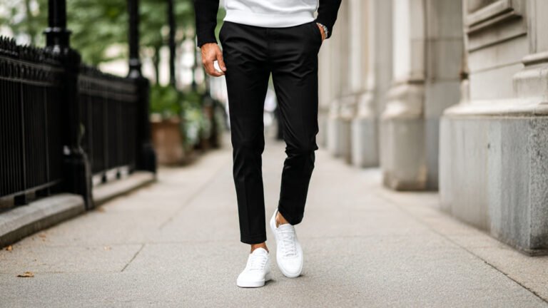 Black Pants With White Shoes Outfit