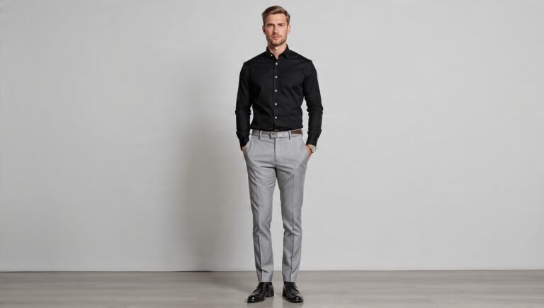 Black Shirt with Grey Trousers Combo