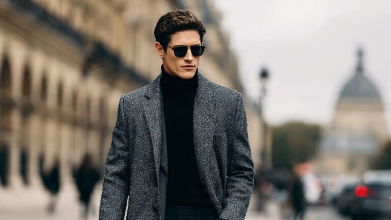 Black Turtleneck With Grey Overcoat
