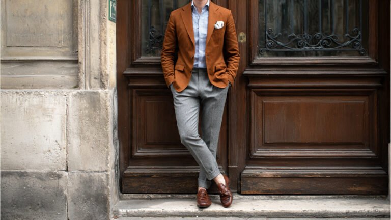  Brown Blazer With Grey Trousers