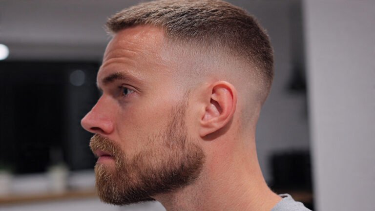 Buzz Cut Mid Fade With Drop Fade Detail