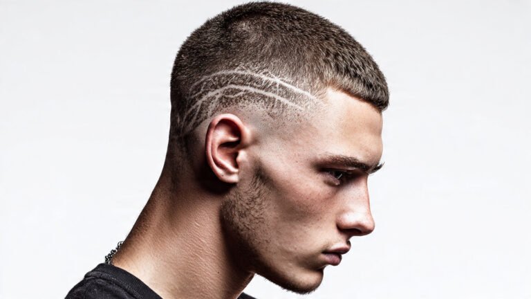 Buzz Cut With Line Design Fade