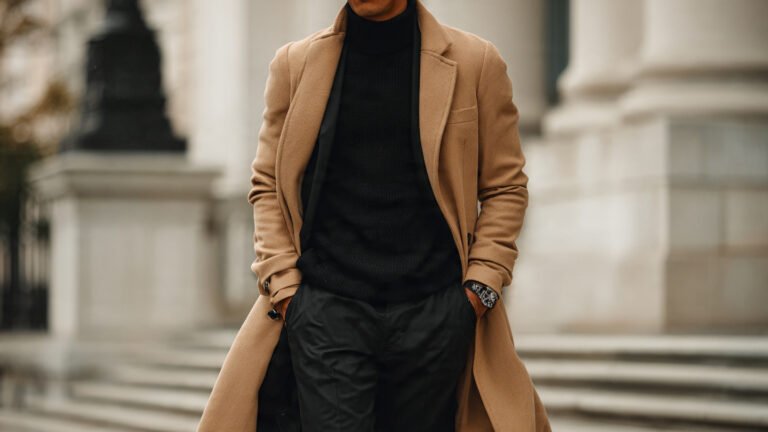 Camel Overcoat With Black Outfit