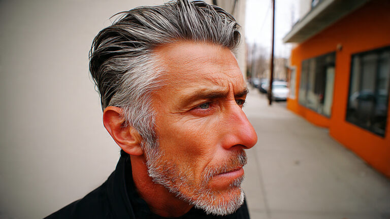 Classic Side Part with Grey Texture
