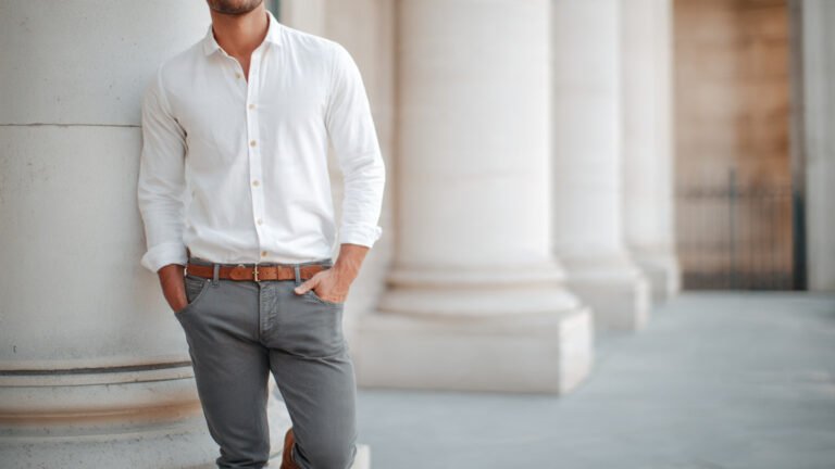 Classic White Shirt and Grey Jeans Combo