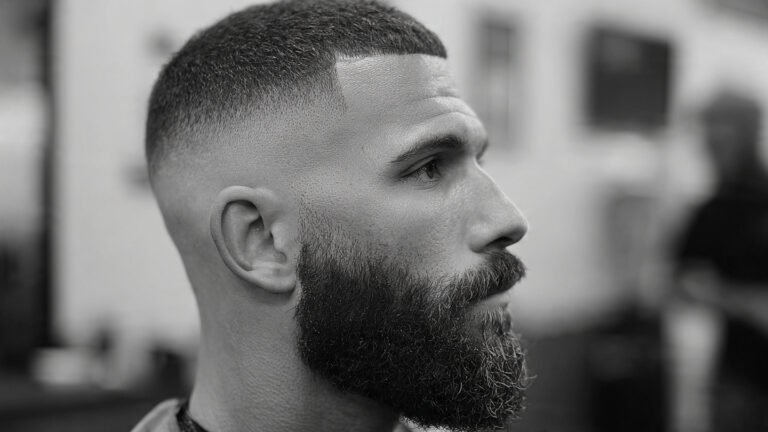 Crew Cut With Beard Fade Blend