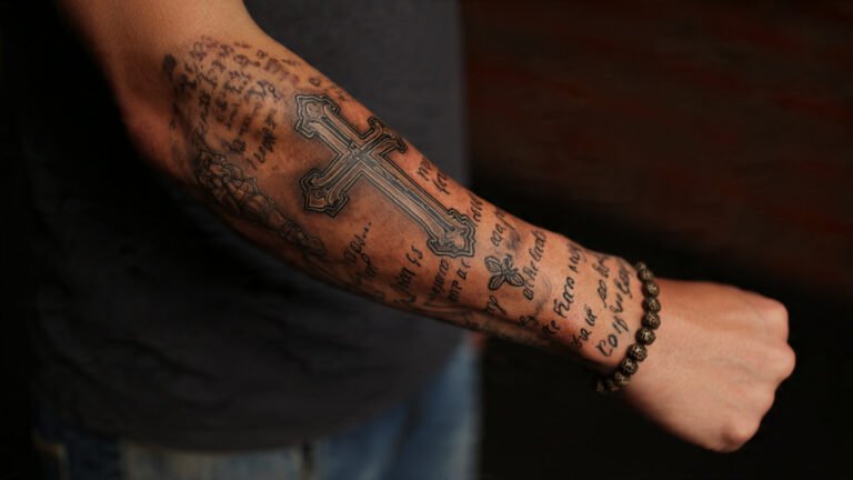 Cross and Script Religious Sleeve