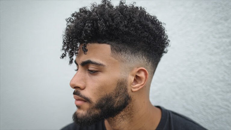 Curly Hair Fade With Volume