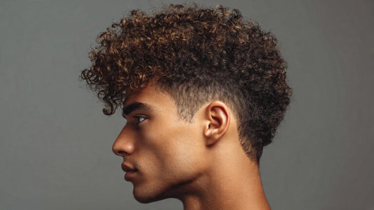 Curly Hair Fade With Volume Top