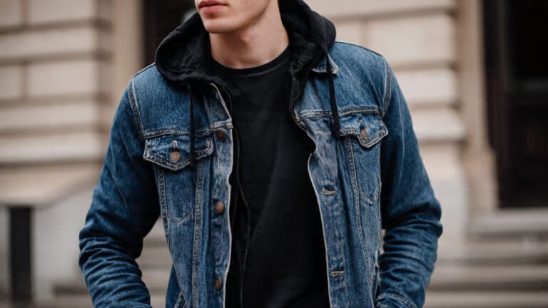  Denim Jacket With Black Hoodie Layer