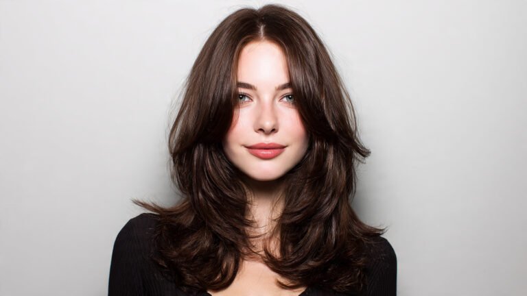 Feathered Curtain Hair With Middle Part