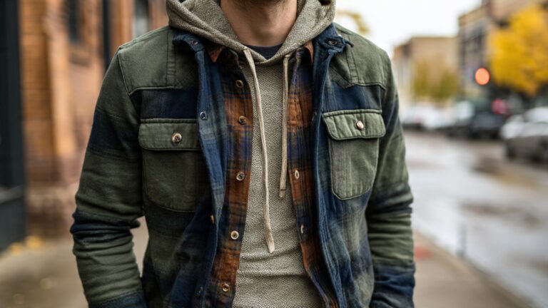 Flannel Layered Over Hoodie for Fall