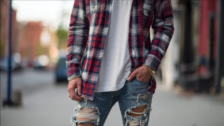Flannel With White Tee and Ripped Jeans